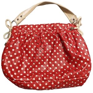 Vintage Retro Faux Leather Laser Cut Shoulder Bag Red White Snap Closure Pinup